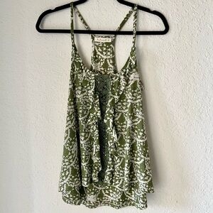 Testament for Anthropologie Ruffle Crochet Flowy Racerback Strappy Tank Top USA
